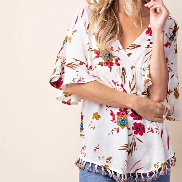 💃Boho Gypsy Floral Print Top Blouse - Picture 3 of 4